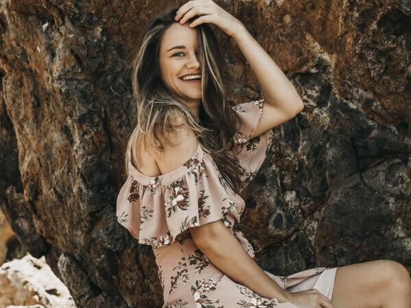 Outdoor portrait in floral dress